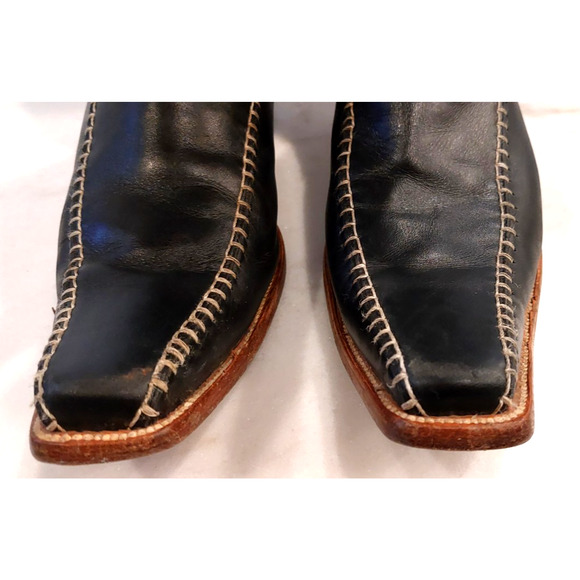 Mexico Black Stitched Men\'s Size 10‎ Mex 29 Western Leather Boots Pointed Toe main image 9